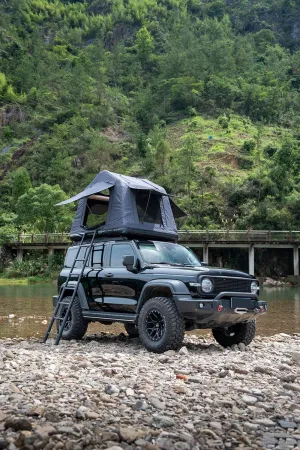 Amphibious Inflatable Roof Top Tent for 2-3 People, Quick Setup, Versatile Camping Solution, Black
