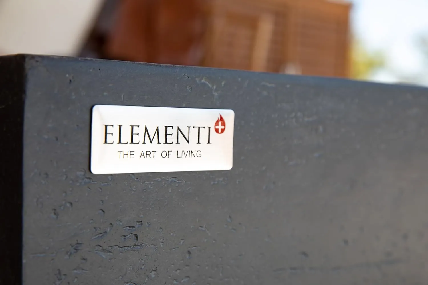 AMS Fireplace Elementi Dark Gray Positano Liquid Propane Gas Fire Pit Table For Outside Patio Bundle With Tank Cover, Wind Guard and SS Burner Lid | Free Rubber Mat, Ice Bucket and Counter-top Lantern
