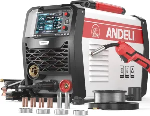 ANDELI 250Apm 110V/220V Dual Voltage MIG Welder, 5-In-1 Gas MIG/Flux Core MIG/Spool Gun MIG/Lift Tig/Stick Multiprocess Welding Machine Aluminum MIG Welder