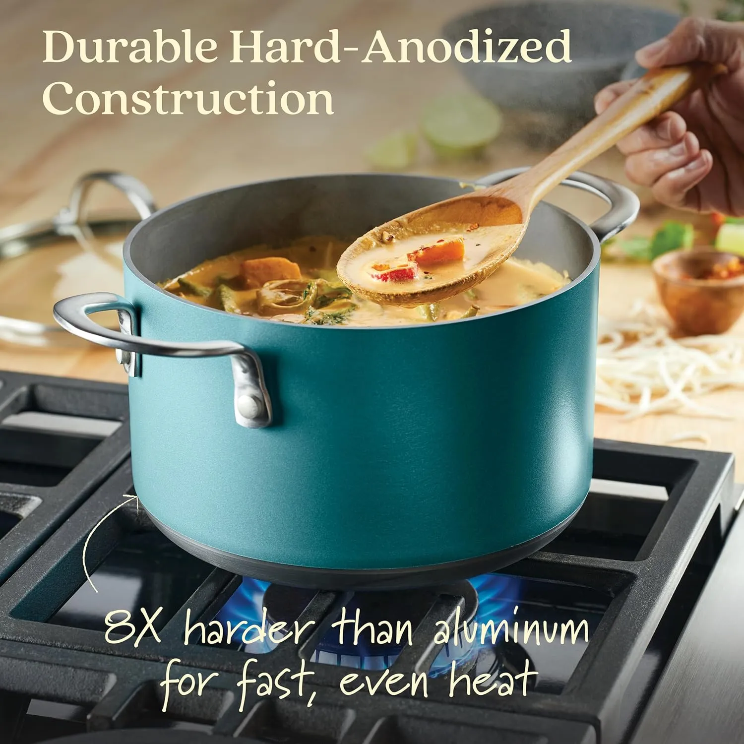 Anolon Achieve Hard Anodized Nonstick Cookware Pots and Pans Set, 9 Piece - Teal