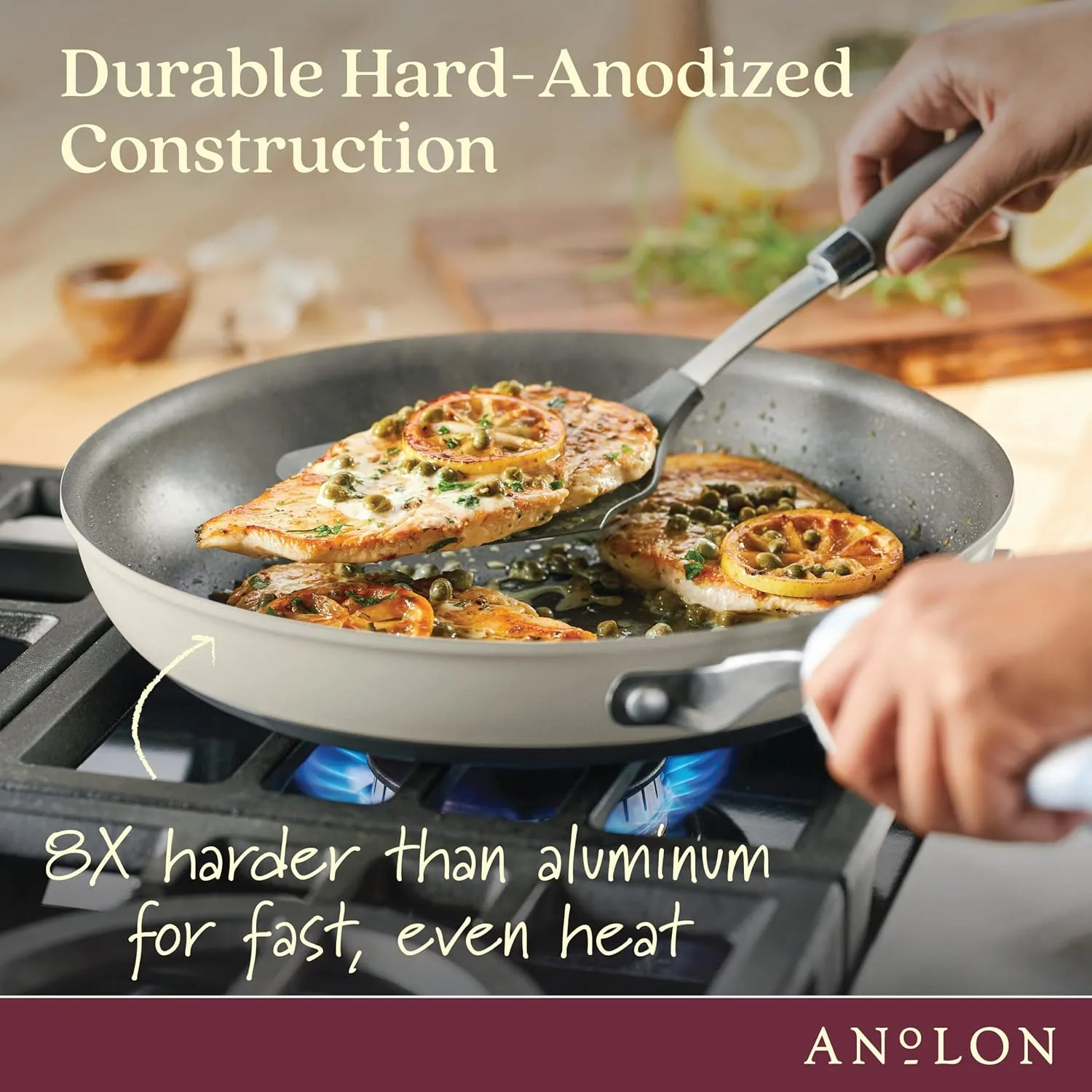 Anolon Achieve Hard Anodized Nonstick Cookware/Pots and Pans Set, 10 Piece - Silver