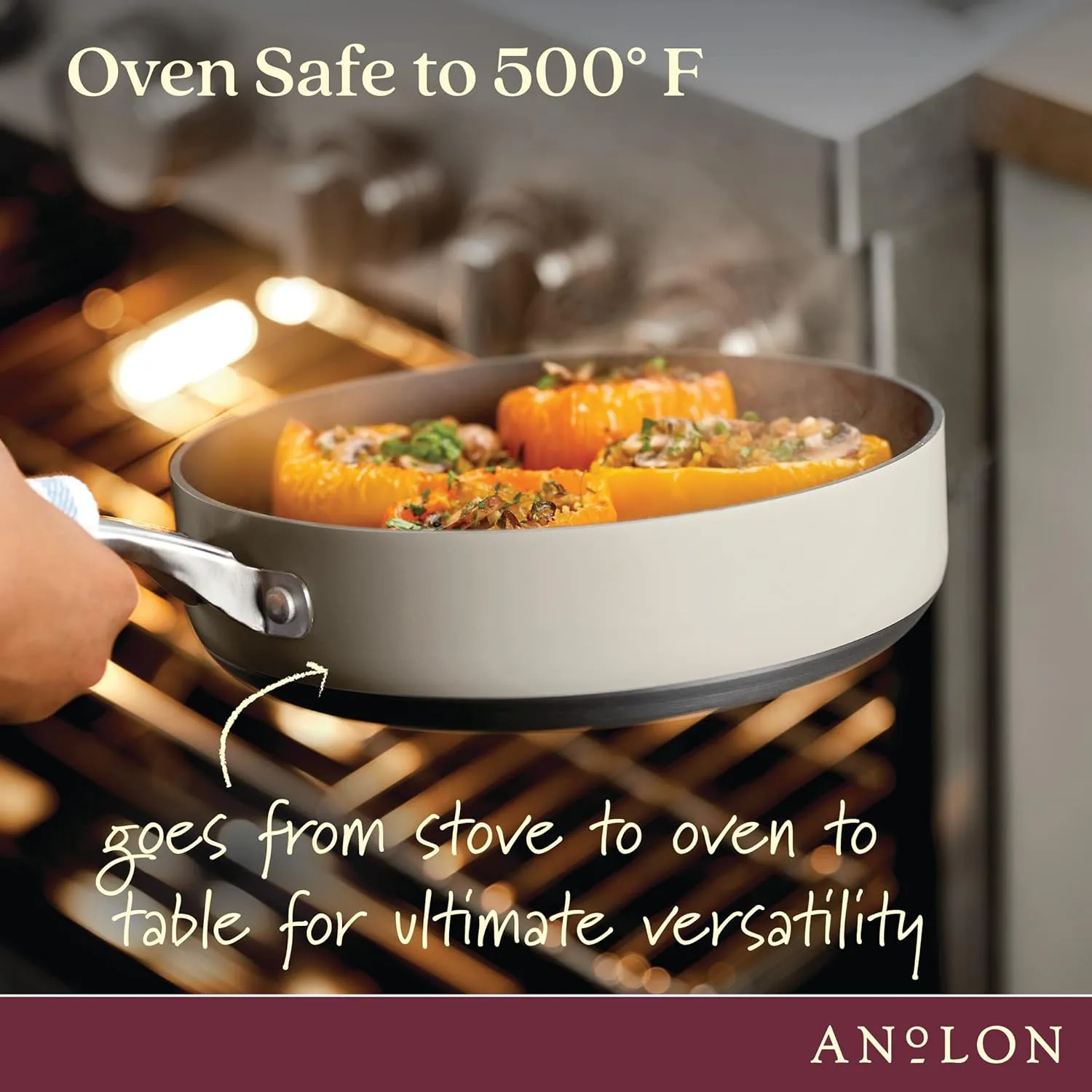 Anolon Achieve Hard Anodized Nonstick Cookware/Pots and Pans Set, 10 Piece - Silver