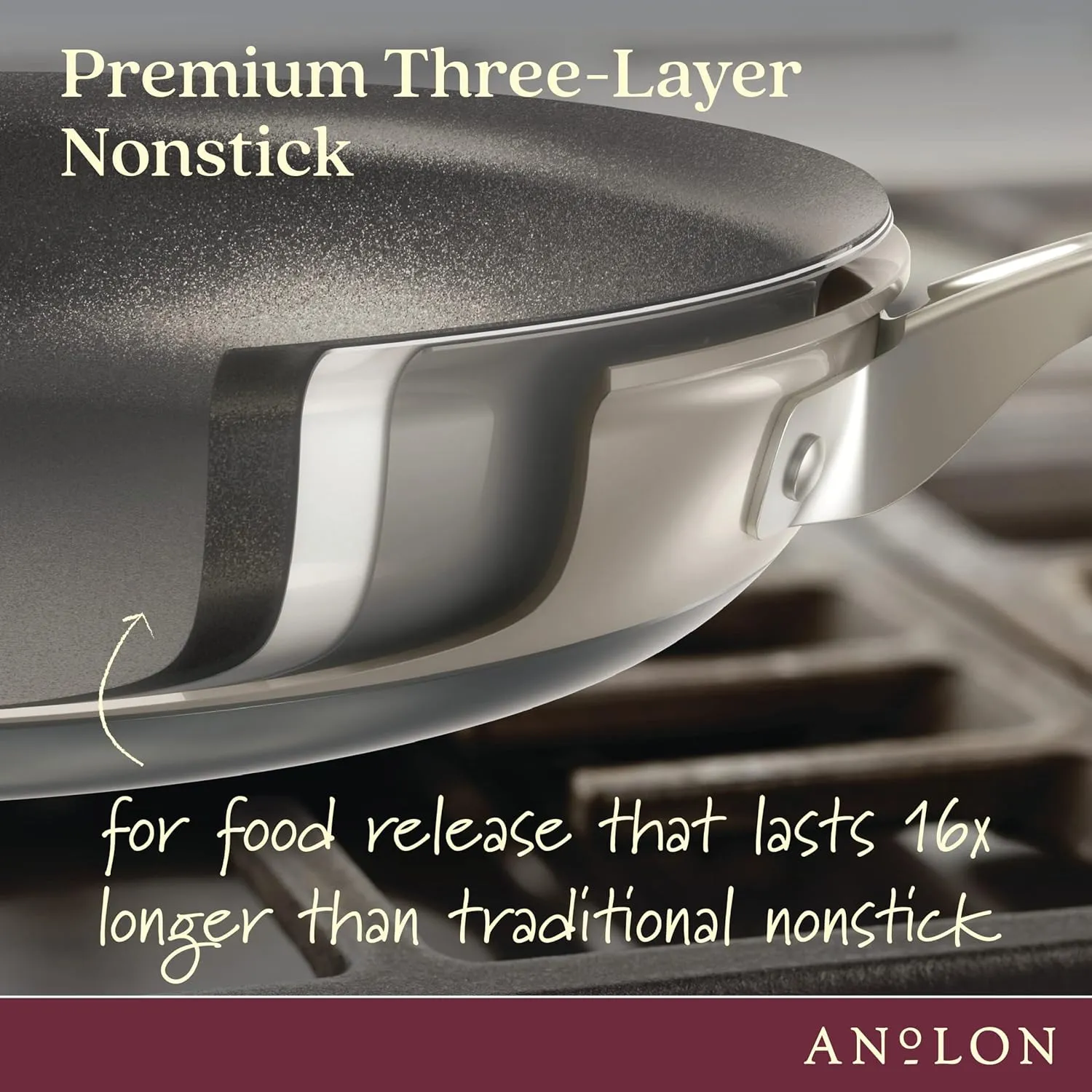 Anolon Achieve Hard Anodized Nonstick Cookware/Pots and Pans Set, 10 Piece - Silver