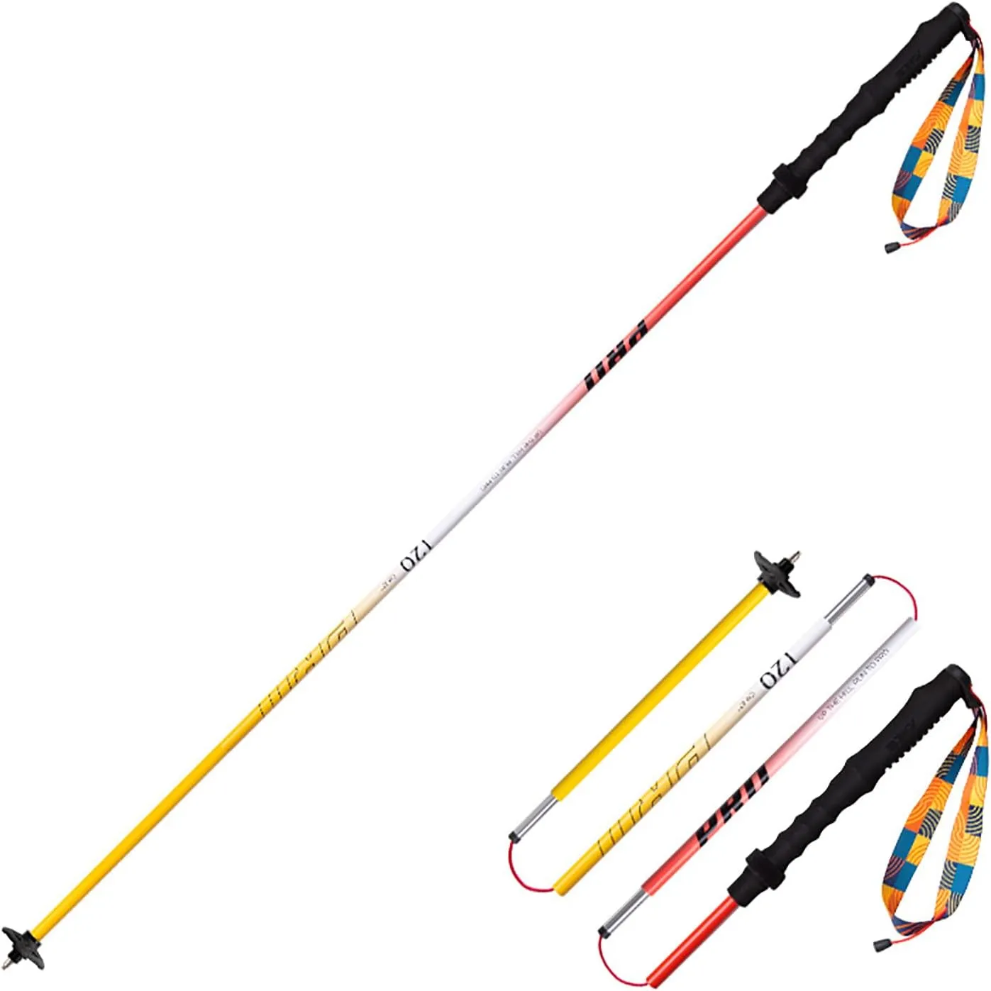 AONIJIE 2pcs New Folding Durable Trekking Pole, Lightweight Quick-Lock 7075 Aluminum Alloy Walking Pole for Cross-Country,