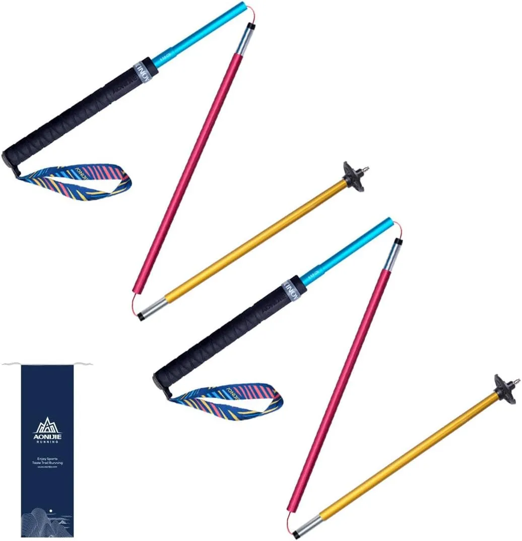AONIJIE 2Pcs Trekking Poles Aluminum 7075 - Collapsible Lightweight Walking Hiking Sticks with Quick Lock System