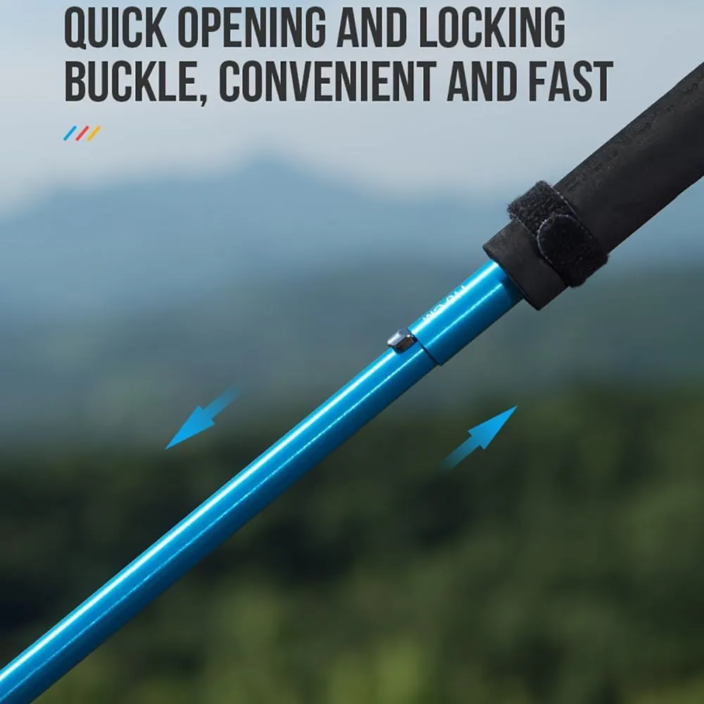 AONIJIE 2pcs Z-Type Trekking Poles, Foldable Carbon Rod Aluminum Alloy Walking Stick, Suitable for Off-Road, Mountaineering, Running