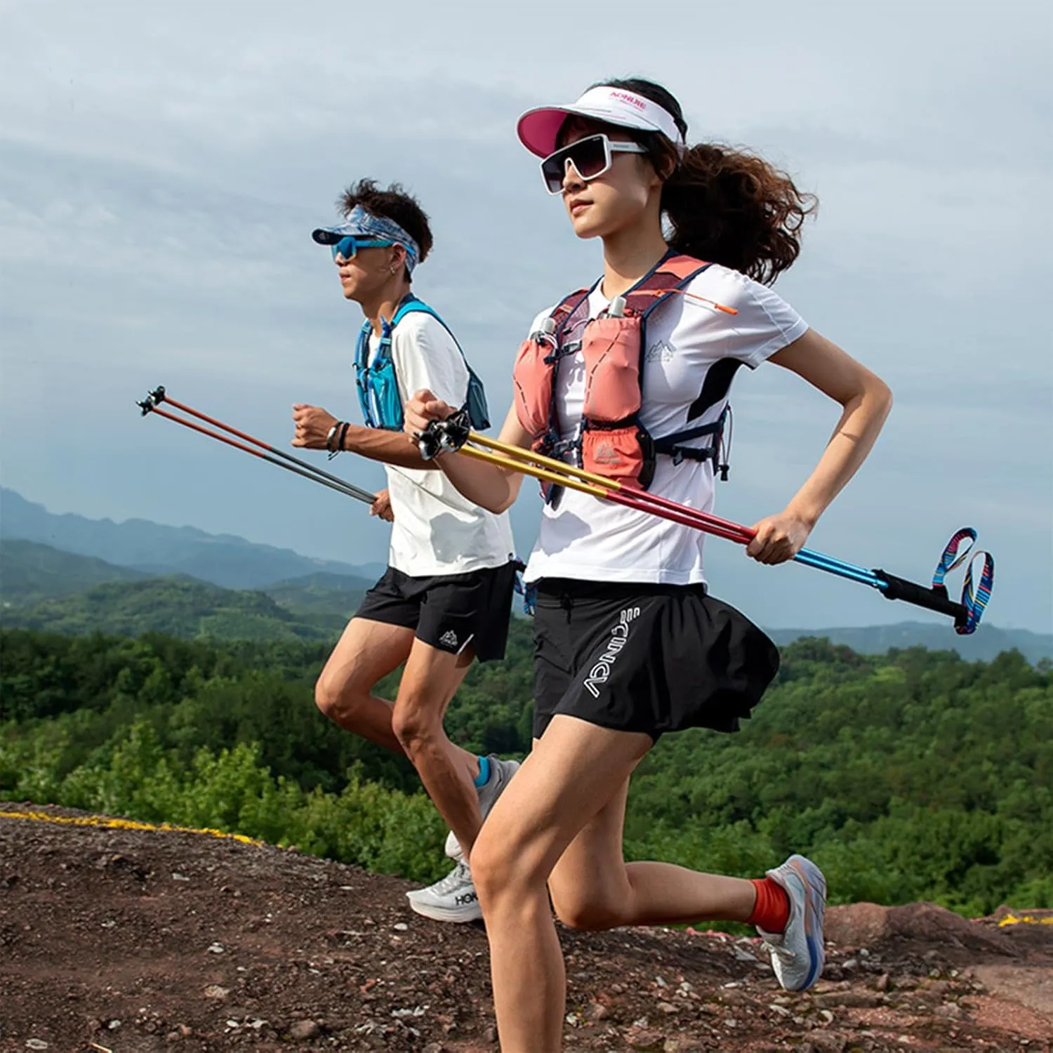 AONIJIE Trail Running Poles 2 Pcs Outdoor Trekking Poles Foldable Aluminum Alloy Sticks Quick Lock Ultralight for Camping Hiking Mountaining Marathon
