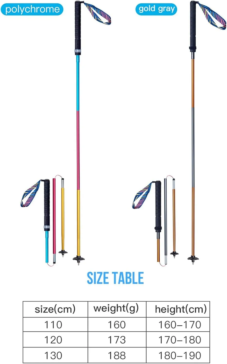 AONIJIE Trail Running Poles 2 Pcs Outdoor Trekking Poles Foldable Aluminum Alloy Sticks Quick Lock Ultralight for Camping Hiking Mountaining Marathon