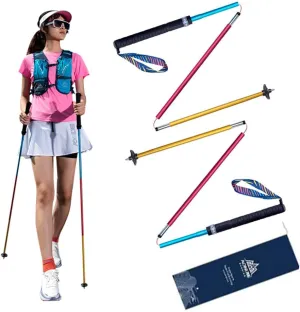 AONIJIE Trekking Poles -2 Ultralight Collapsible Carbon Fiber Hiking Poles with Anti-Shock and Quick Lock System, Folding Walking Sticks for Hiking, Camping(A#Aluminum Rainbow-120cm)