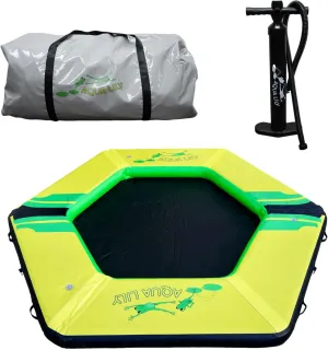Aqua Lily Pad Inflatable Floating Dock (12’ x 10’ Hexagon) Air Dock Platform Floating Island Raft with Surface for Pool Beach Ocean