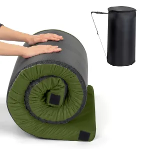 Army Green Camping Mattress Pad Sleeping Mat Portable Roll Up Camping Bed Pads for Sleeping, Guest Bed, 75" D x 30" W x 2.5" H