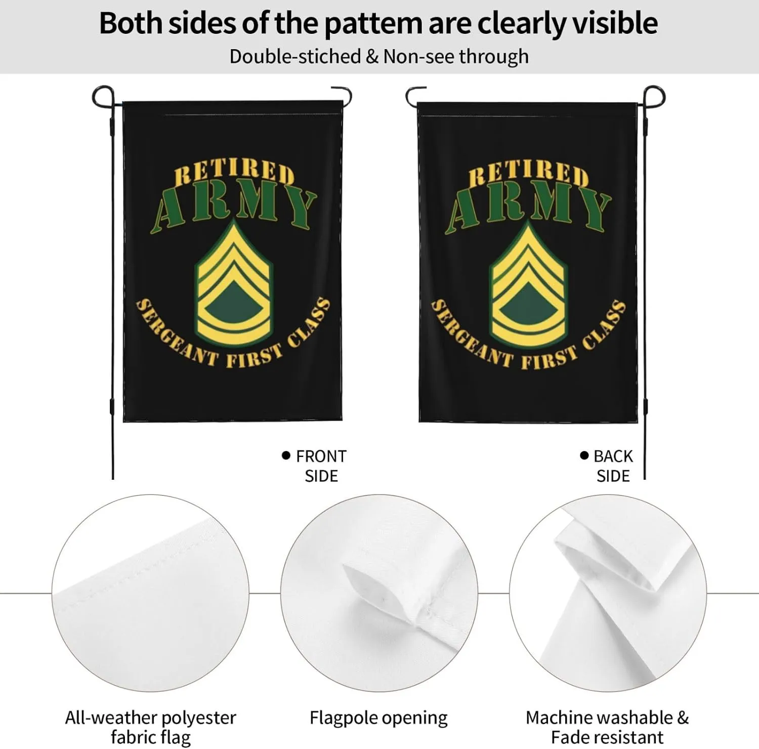 Army SFC Retired Banner Outdoor Flags Garden Flag Yard Flag 12.5x18in
