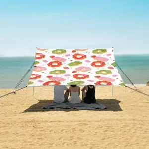 Asian Food Mochi Donuts Beach Camping Tent Sun Shelter for Whole Family, Beach Shade Canopy with UPF50  UV Protection,Easy Set Up and Carry,Outdoor Shade for Trips, Fishing, Backyard Fun Picnic