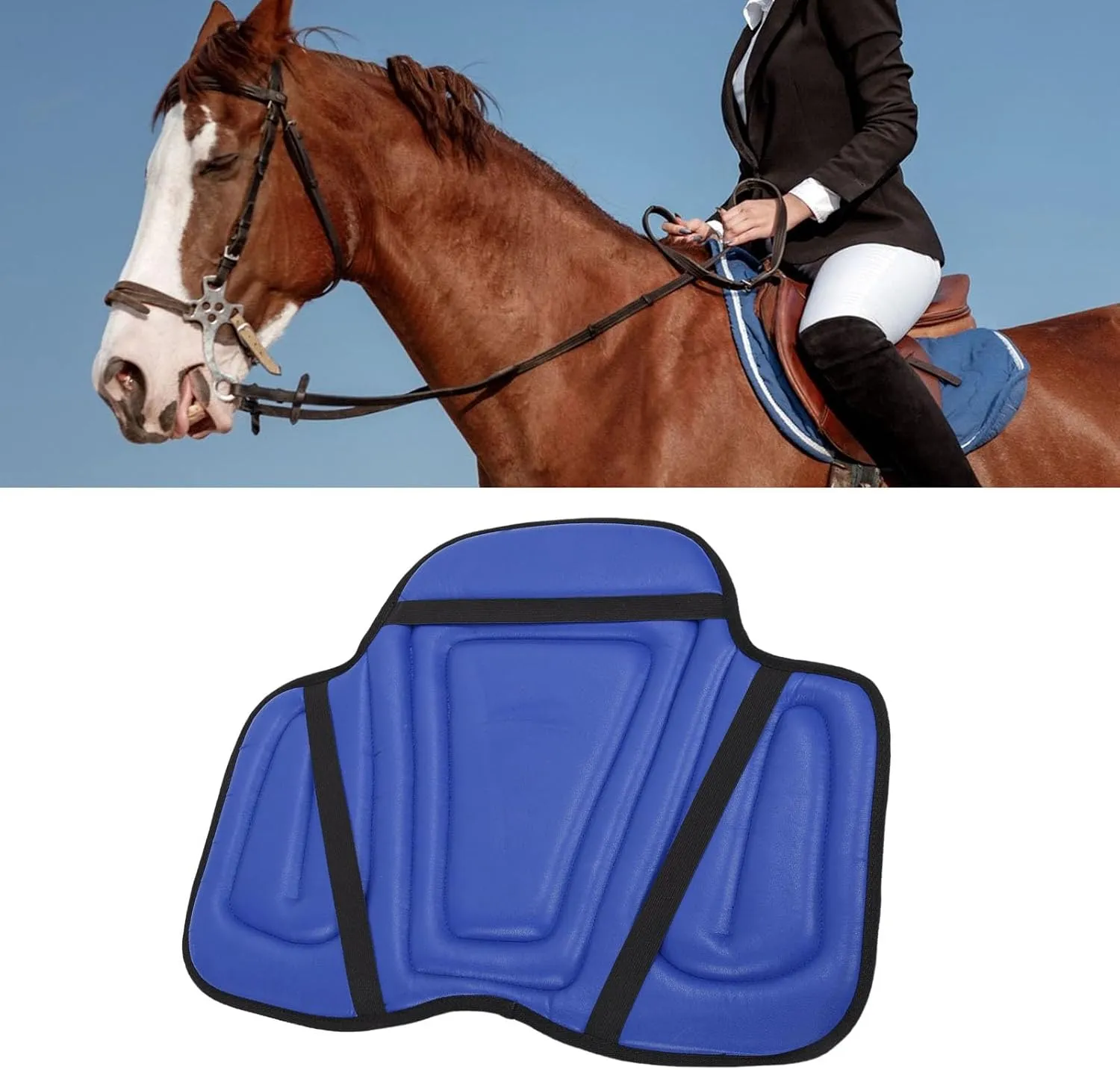 Asixxsix Horse Saddle Pad, Shock Absorbing Western Saddle Cushion, 22.05x17.72inch PU Leather Memory Foam Horse Riding Pad Equine Supplies, Anti Slip