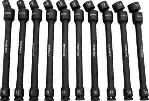 Astro Tools 78354 10-Piece 3/8" Drive 6 Point Pinless Universal Torque-Saver Impact Extension Socket Set - Metric