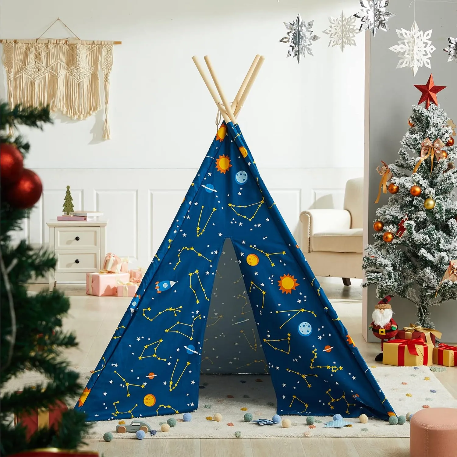 Asweets Kids Teepee Tent Children Play Tent Indoor Outdoor Play Tent Cotton Tent for Girls and Boys Kids Teepee (Starry Sky Tent)