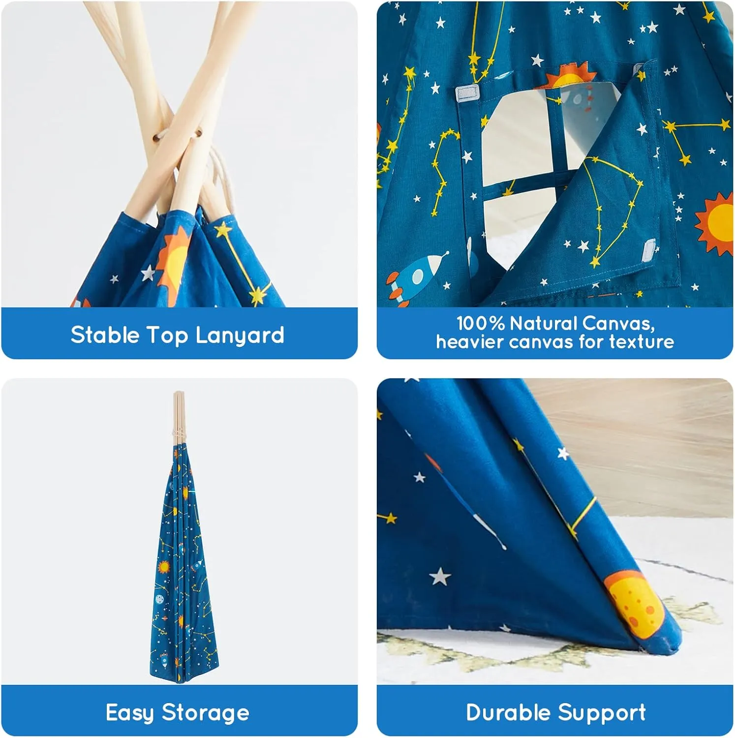 Asweets Kids Teepee Tent Children Play Tent Indoor Outdoor Play Tent Cotton Tent for Girls and Boys Kids Teepee (Starry Sky Tent)