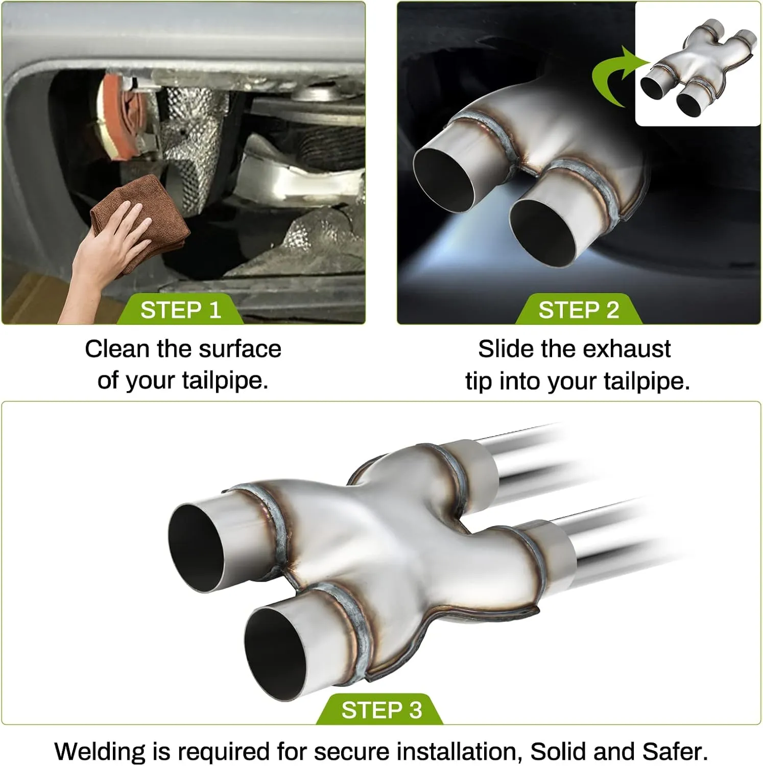 AUTOSAVER88 Exhaust X Pipe 2.5 Inch Inlet, 2.5" Inlet 2.5" Outlet 12" Long 201 Stainless Steel Universal Exhaust Pipe for Smoother Exhaust, Dual 2 1/2 Inch Crossover X Pipe, Weld-On