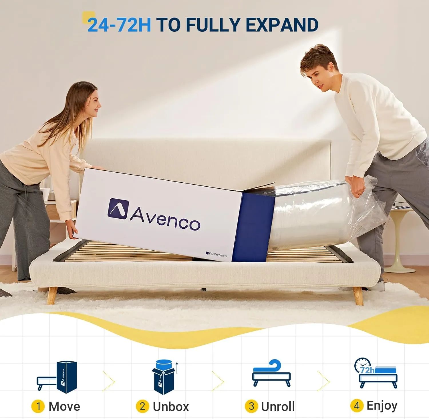 Avenco Twin Size Mattress 8 Inch, Memory Foam Twin Mattress in a Box for Comfort Sleep & Pressure Relief, CertiPUR-US Certified for Medium Firm Mattresses
