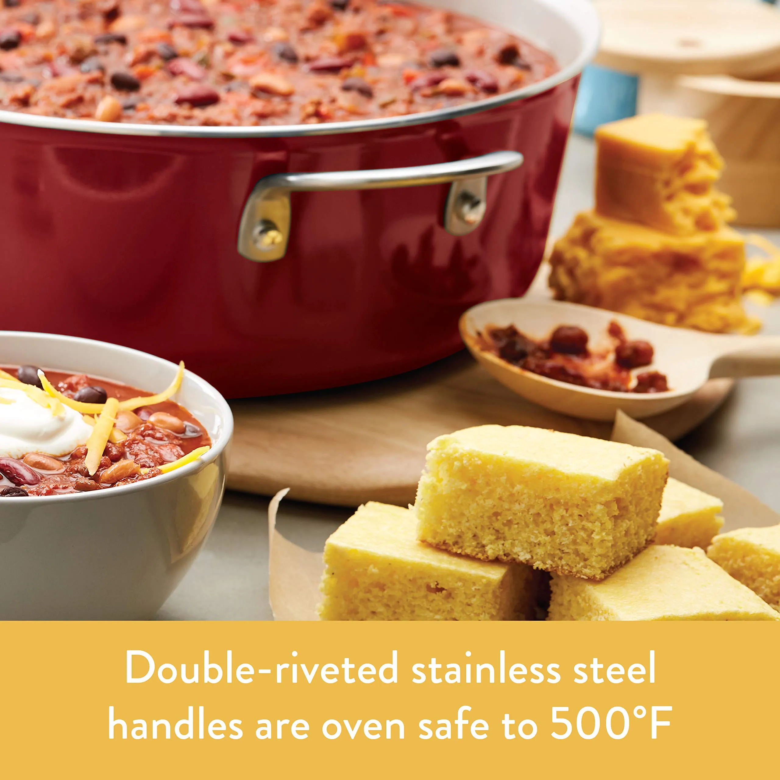 Ayesha Curry Home Collection Nonstick Frying Pan Set / Fry Pan Set / Skillet Set - 9.25 Inch and 11.5 Inch, Red
