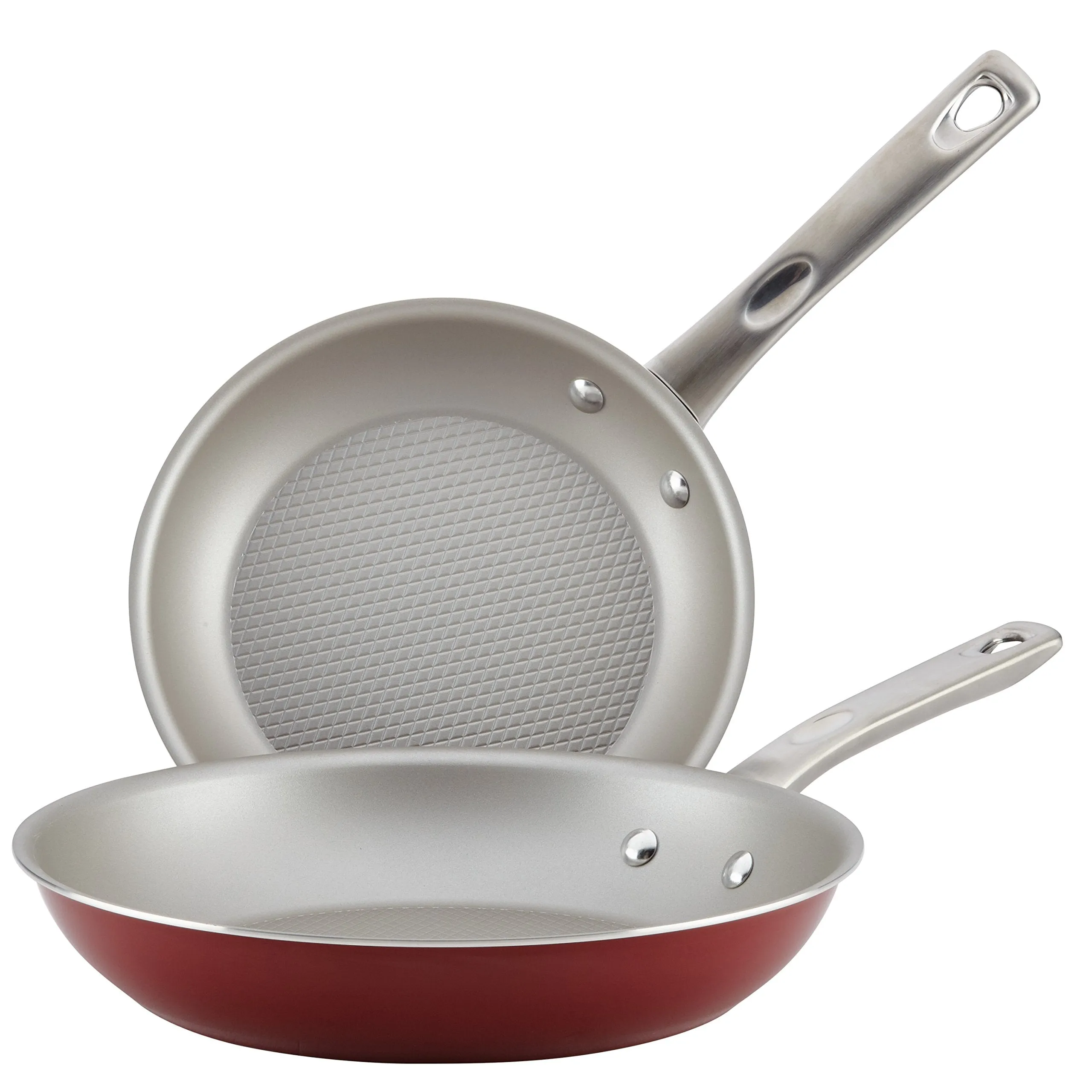 Ayesha Curry Home Collection Nonstick Frying Pan Set / Fry Pan Set / Skillet Set - 9.25 Inch and 11.5 Inch, Red