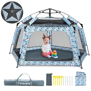 Baby Playpen Pop-up Tent - Outdoor & Indoor Play Tent for Beach with Canopy Travel Bag Portable Play Yard for Babies & Toddlers (Ocean)