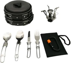 Backpacking Gear Portable Camping Pot Set Cooking Equipment for 1-2 People Outdoor Cookware Kit