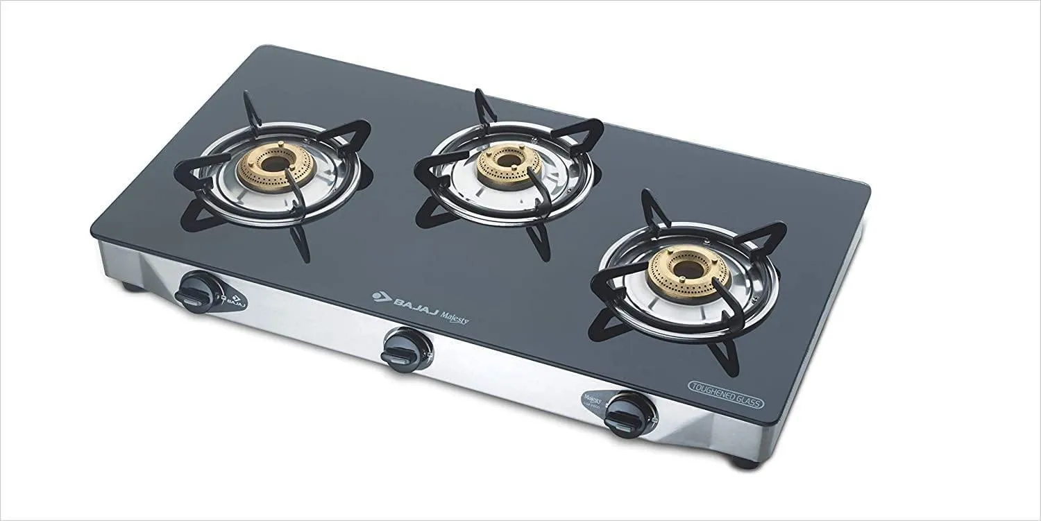 Bajaj CGX3, 3-Burner Stainless Steel Glass gas stove