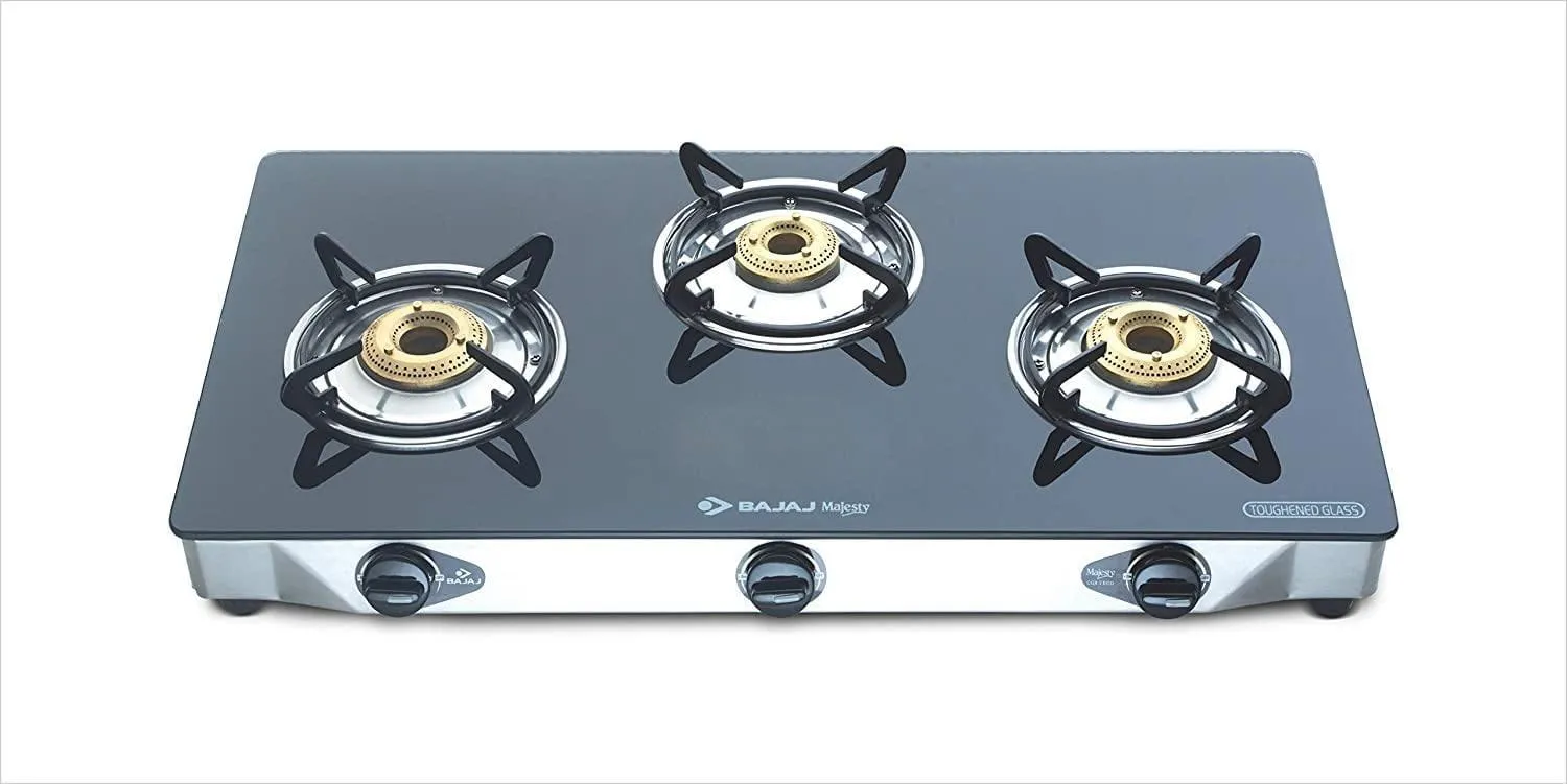 Bajaj CGX3, 3-Burner Stainless Steel Glass gas stove