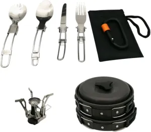 balacoo 1 Set Camping Pan Set Outdoor Cooking Utensil Camping Flatware Outdoor Camping Pot Outdoor Cookware Metal Camping Pot Outdoor Stove Aluminum Alloy Portable Water Bag, 17X17X9cm, Black