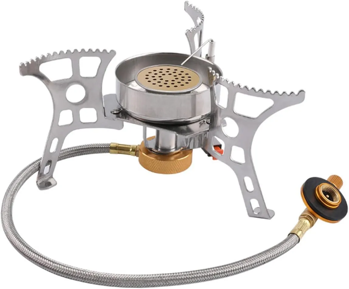 Balacoo Camping Stove Electric Camper Outdoor Igniter Campfire Cooking Equipment Camping Gas Stove Burners for Cooking Portable Camping Burner Camp Stove Propane Stainless Steel Silver