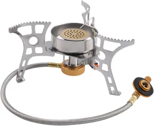 Balacoo Camping Stove Electric Camper Outdoor Igniter Campfire Cooking Equipment Camping Gas Stove Burners for Cooking Portable Camping Burner Camp Stove Propane Stainless Steel Silver