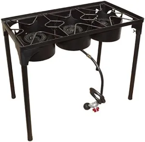 BALLINGTON 3 Triple Burner Portable Outdoor Propane High Pressure Camp Stove with Stand
