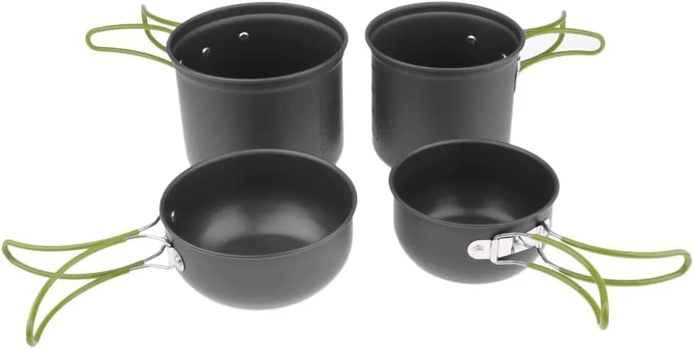 barenx 4X Outdoor Portable Cookware Camping Picnic Cooking Nonstick Bowl Pan Pot