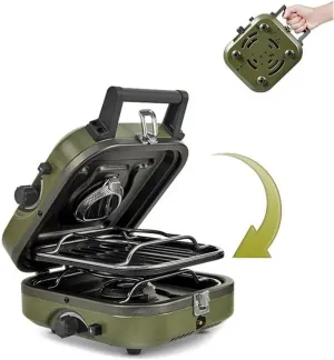 Barrel Smoker Naturehikes Double-Fire Folding Gas Stove Outdoor Portable Gas Burner Camping Cookware Outdoor Picnic Cooking High-Power Stove