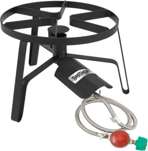 Bayou Classic SP1 14-in Single Jet Cooker 14-in Cooking Surface 11.5-in Tall Frame 10-psi Adjustable Regulator w/ 48-in Stainless Braided Hose 4-in Cast Aluminum Burner