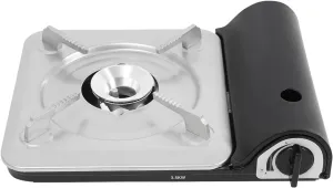 BBQ Grill Butane Camping Stove with Case, Portable Camping Stove Ideal for Outdoor Cooking/Camping/Road Trips, Fuel Not Included (white)