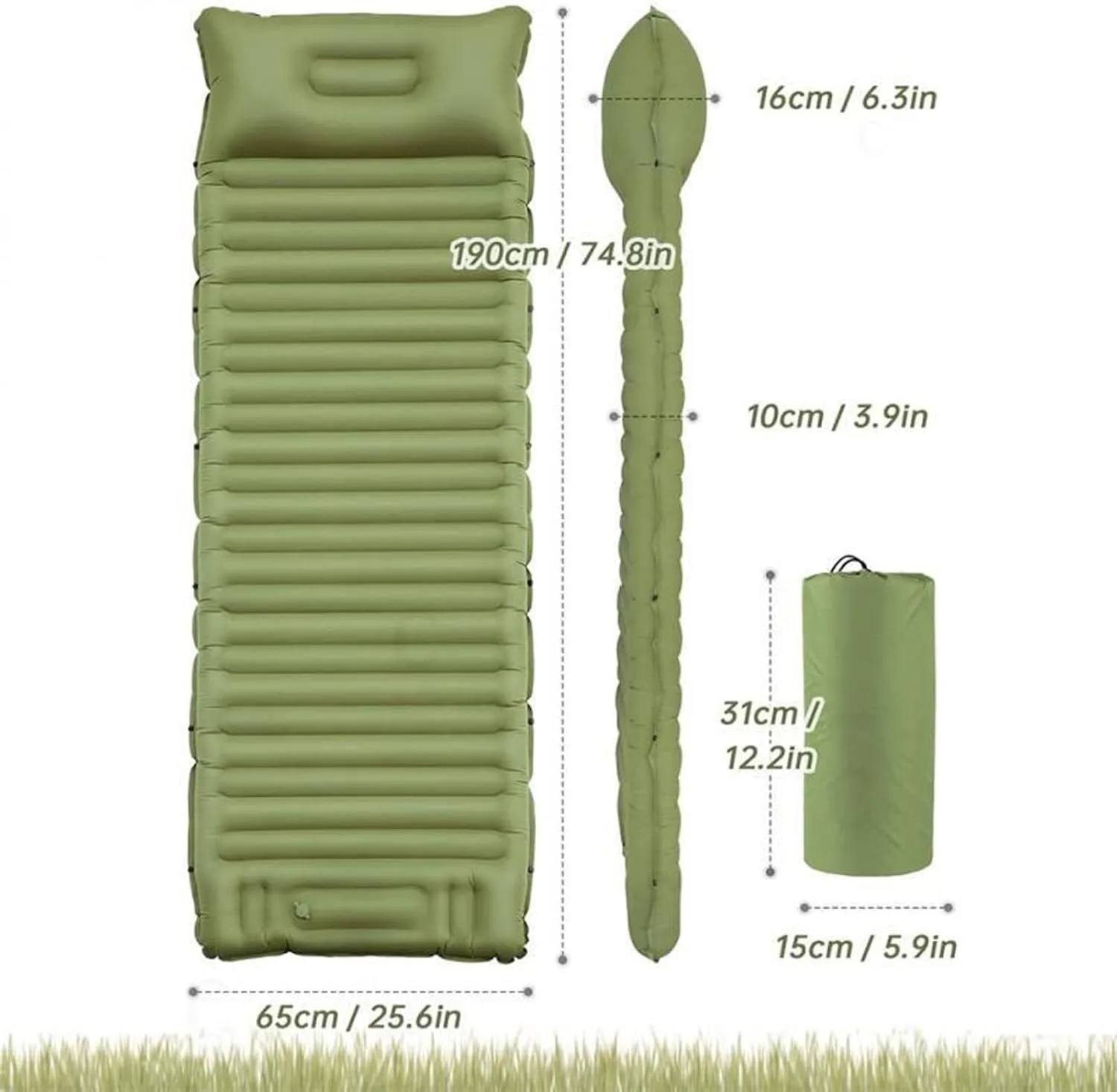 Beach Blankets Outdoor Camping Inflatable Mattress Sleeping Pad Beach Inflatable Bed Office Lunch Break Cushion Ultralight Hiking Trekking Mat(White)