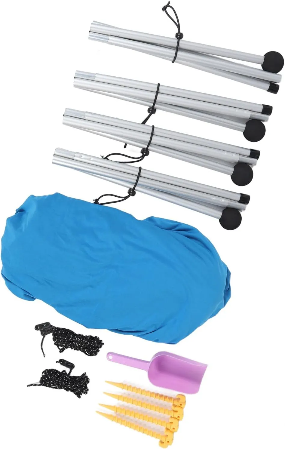Beach Canopy, 4 Poles Beach Tent Sun Shelter Quick Setup with Carry Bag for Camping (200 * 160 * 150CM)