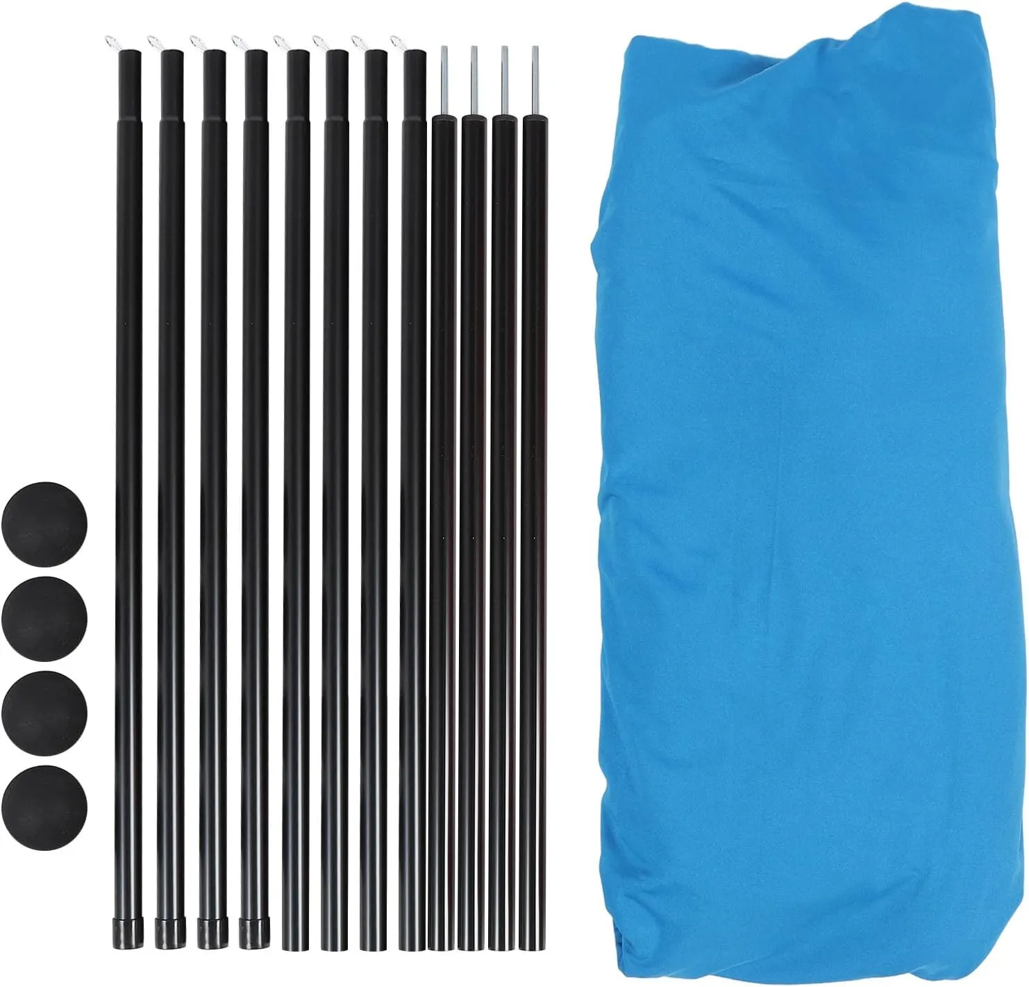 Beach Canopy, Quick Setup Up 4 Poles Polyester Iron Beach Shade Sun Shelter for Picnics (Blue)