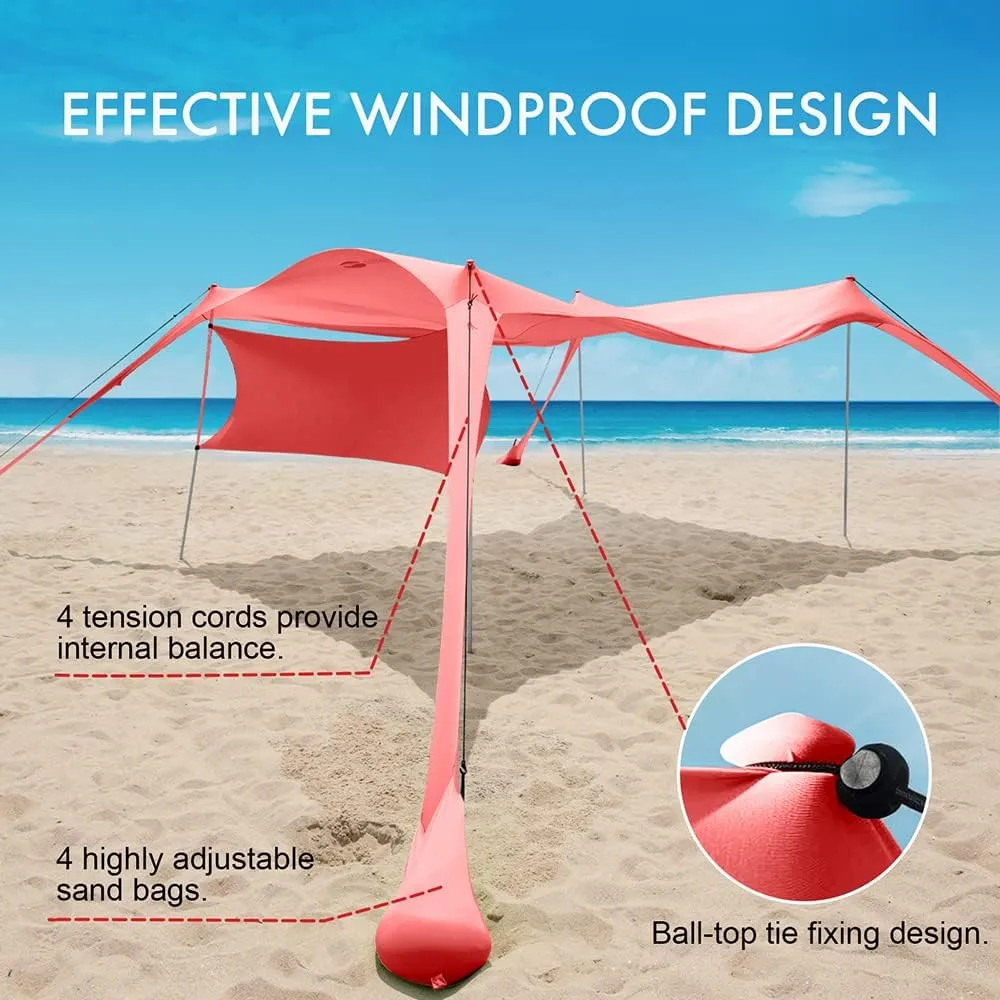 Beach Canopy Tent Shade with Sidewalls 10x10FT, 6.6FT Tall, UPF50  Sun Shelter, Windproof & Water Resistant, Includes Guylines Sand Shovel Stability Poles, Easy Up for Beach Outdoor Camping Backyard