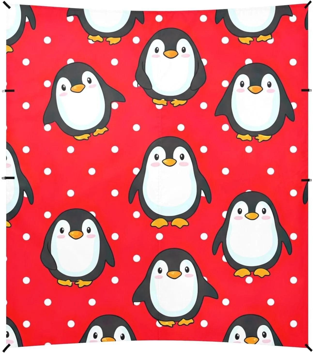 Beach Canopy Tent Sun Shade Outdoor Patio 9.2 × 10.5 FT Cute Penguins Red White Sand Camping Sun Shelter for Adults Sunshade with Anchor Poles Easy up