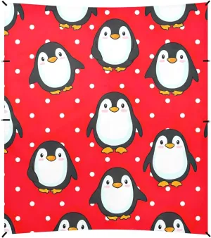 Beach Canopy Tent Sun Shade Outdoor Patio 9.2 × 10.5 FT Cute Penguins Red White Sand Camping Sun Shelter for Adults Sunshade with Anchor Poles Easy up