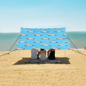 Beach Shade Tent with UPF50  UV Protection,Ambulances Cartoon Pattern Lightweight Camping Sun Shelter for Outdoor,Camping Trips, Fishing, Backyard,Picnics,Easy Set Up and Carry 9x10.5 FT