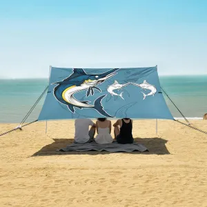 Beach Shade Tent with UPF50  UV Protection,Blue Marlin Fish Lightweight Camping Sun Shelter for Outdoor,Camping Trips, Fishing, Backyard,Picnics,Easy Set Up and Carry 9x10.5 FT
