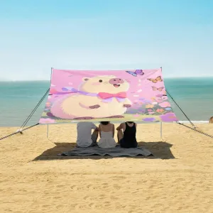 Beach Shade Tent with UPF50  UV Protection,Capybara Summer Garden Butterfly Lightweight Camping Sun Shelter for Outdoor,Camping Trips, Fishing, Backyard,Picnics,Easy Set Up and Carry 9x10.5 FT