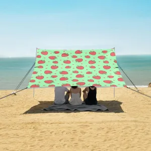 Beach Shade Tent with UPF50  UV Protection,Cute Heart and Strawberry Lightweight Camping Sun Shelter for Outdoor,Camping Trips, Fishing, Backyard,Picnics,Easy Set Up and Carry 9x10.5 FT