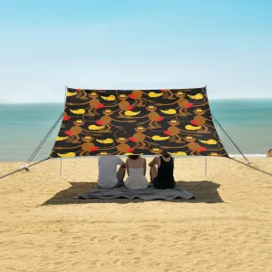 Beach Shade Tent with UPF50  UV Protection,Funny Orangutan Monkey Banana Lightweight Camping Sun Shelter for Outdoor,Camping Trips, Fishing, Backyard,Picnics,Easy Set Up and Carry 9x10.5 FT