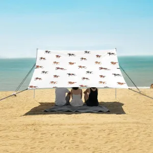 Beach Shade Tent with UPF50  UV Protection,Jockeys on Running Racing Horses Lightweight Camping Sun Shelter for Outdoor,Camping Trips, Fishing, Backyard,Picnics,Easy Set Up and Carry 9x10.5 FT