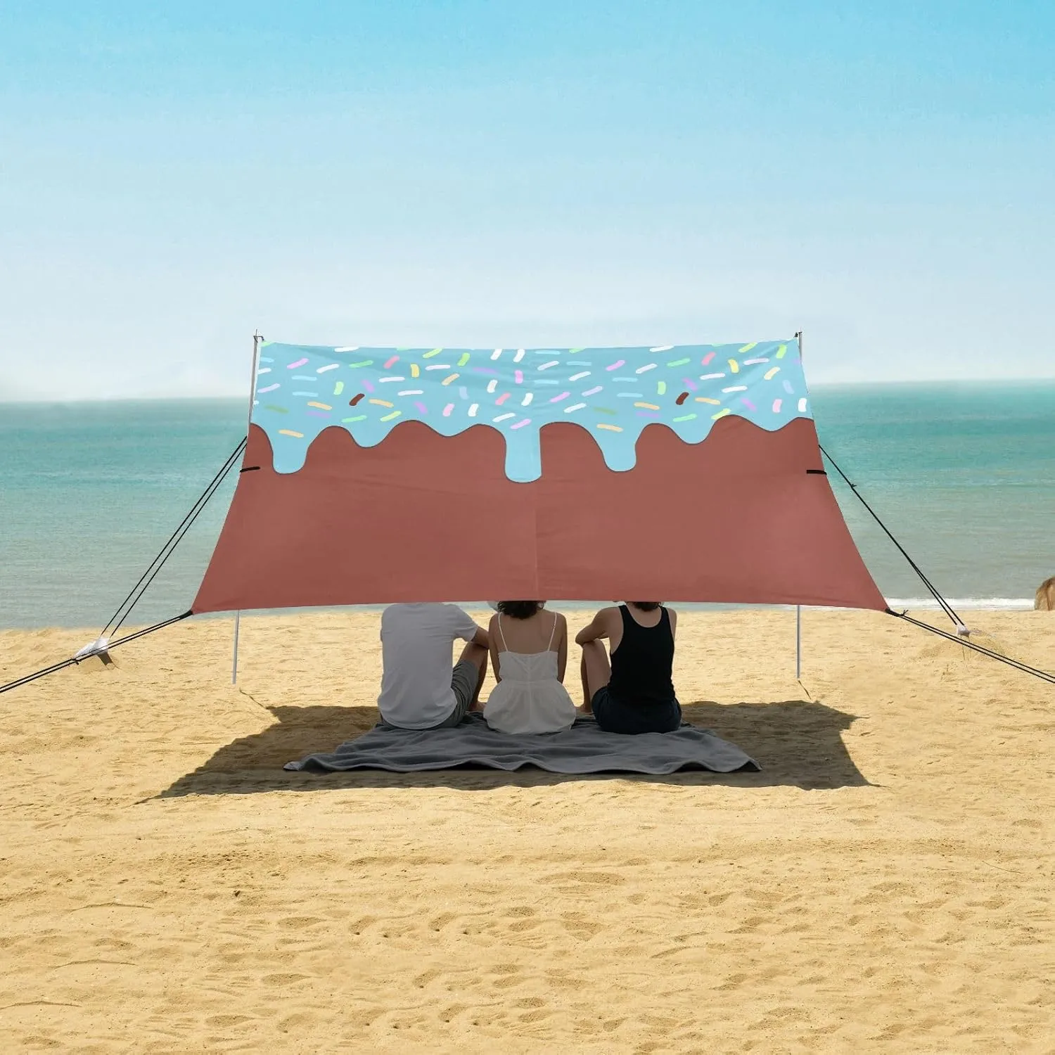 Beach Shade Tent with UPF50  UV Protection,Melted Blue Ice Cream Lightweight Camping Sun Shelter for Outdoor,Camping Trips, Fishing, Backyard,Picnics,Easy Set Up and Carry 9x10.5 FT